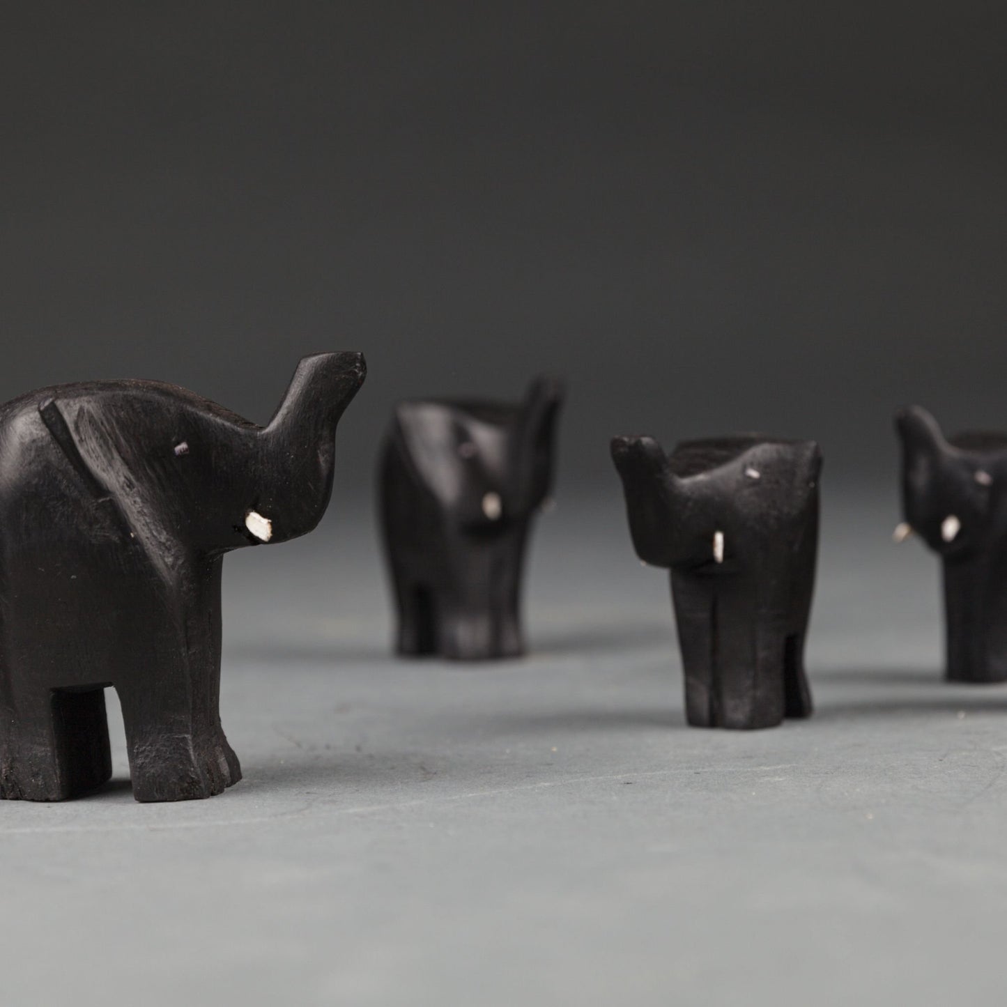 FIVE HANDMADE AFRICAN ELEPHANTS