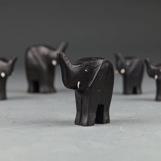 FIVE HANDMADE AFRICAN ELEPHANTS