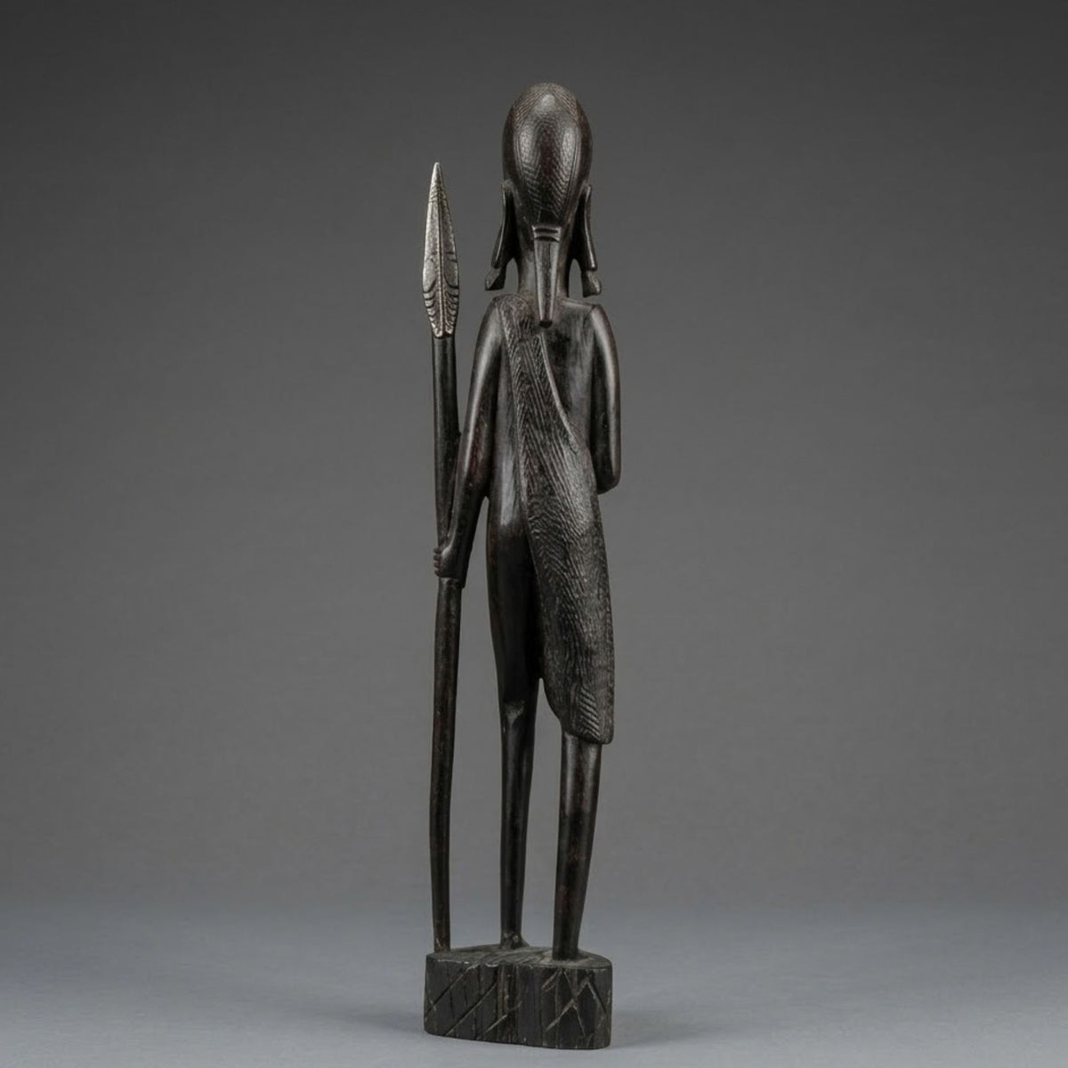 ebony sculpture of Maasai warrior