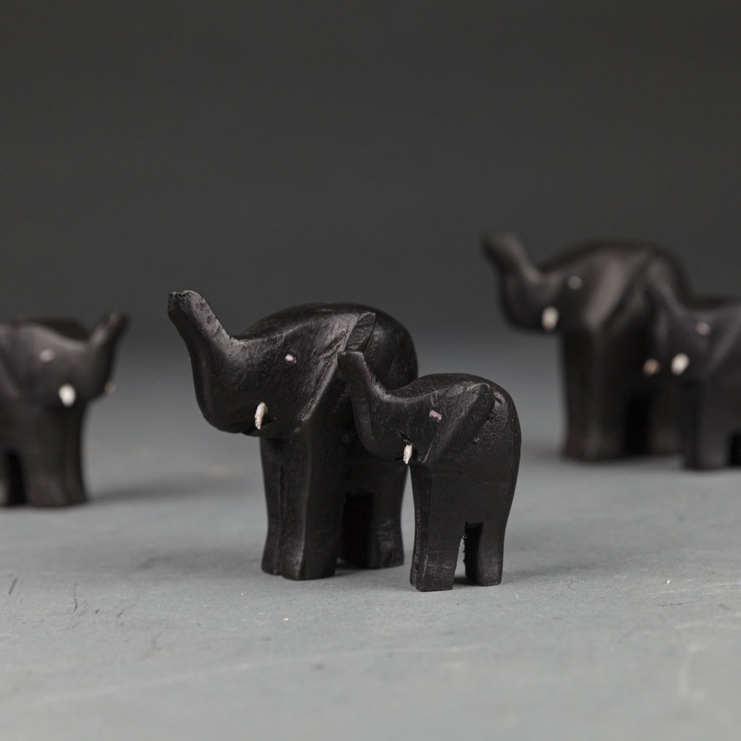 FIVE HANDMADE AFRICAN ELEPHANTS