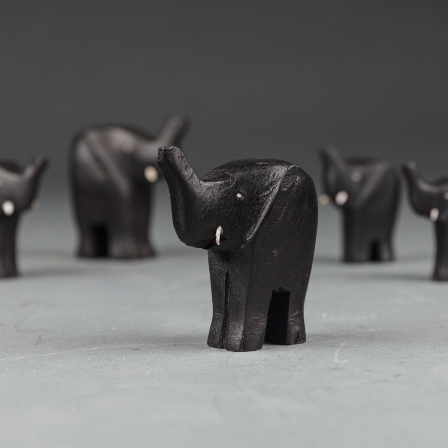 FIVE HANDMADE AFRICAN ELEPHANTS