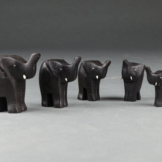 FIVE HANDMADE AFRICAN ELEPHANTS