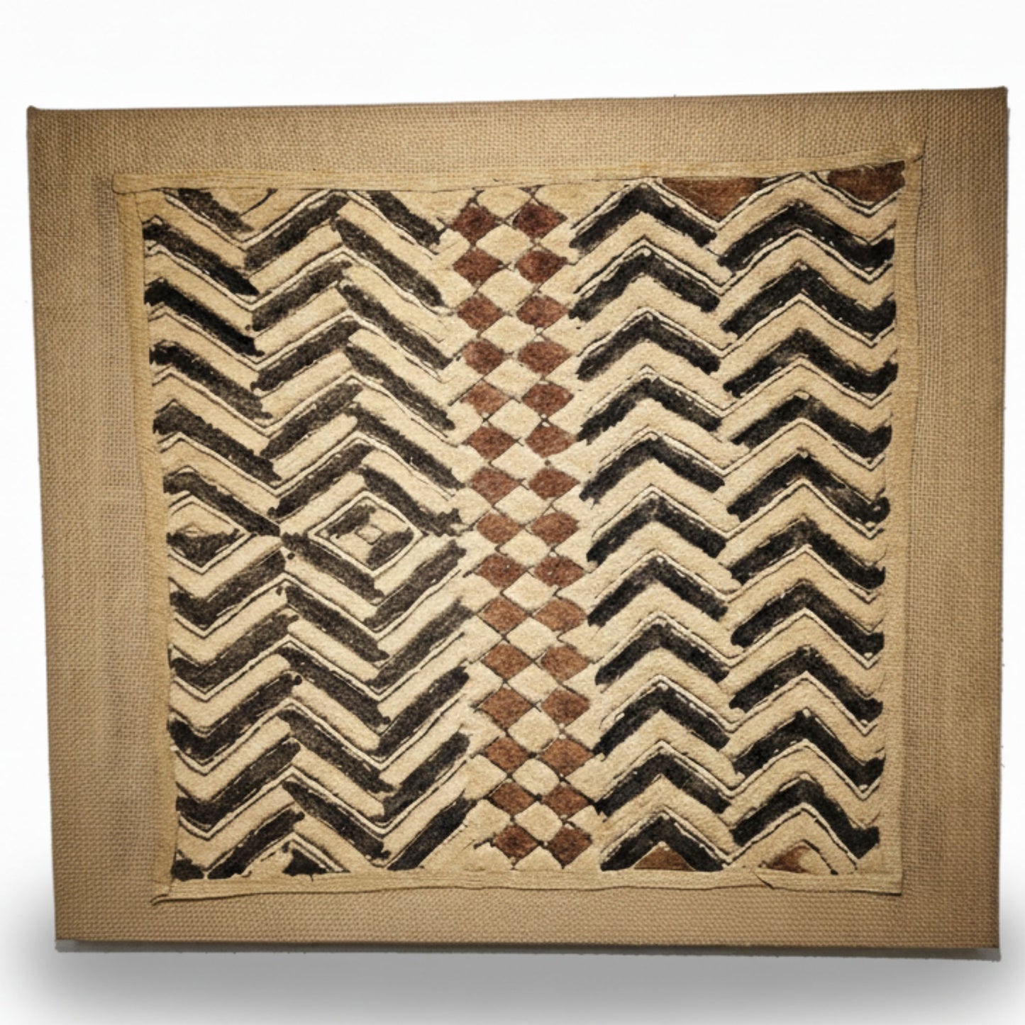 Textile with geometric pattern on a beige background